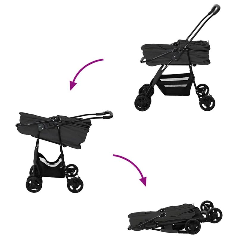 Petshop - Accesorii petshop - Culcusuri si custi - Genti si articole transport - Carucior pentru Pisici Pliante Ajustabil Negru 81 x 47 x 99 cm - Infinity.ro