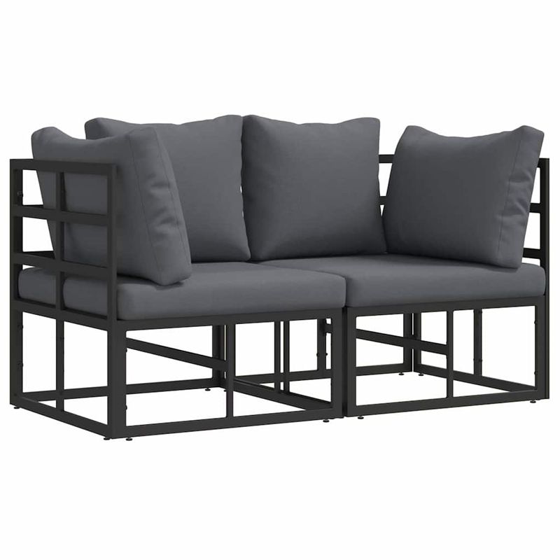 Casa si Gradina - Gradina si terasa - Mobilier exterior - Canapele si fotolii gradina - Seturi de mobilier de exterior cu perna cu perna 2 pcs Negru si antracit - Infinity.ro