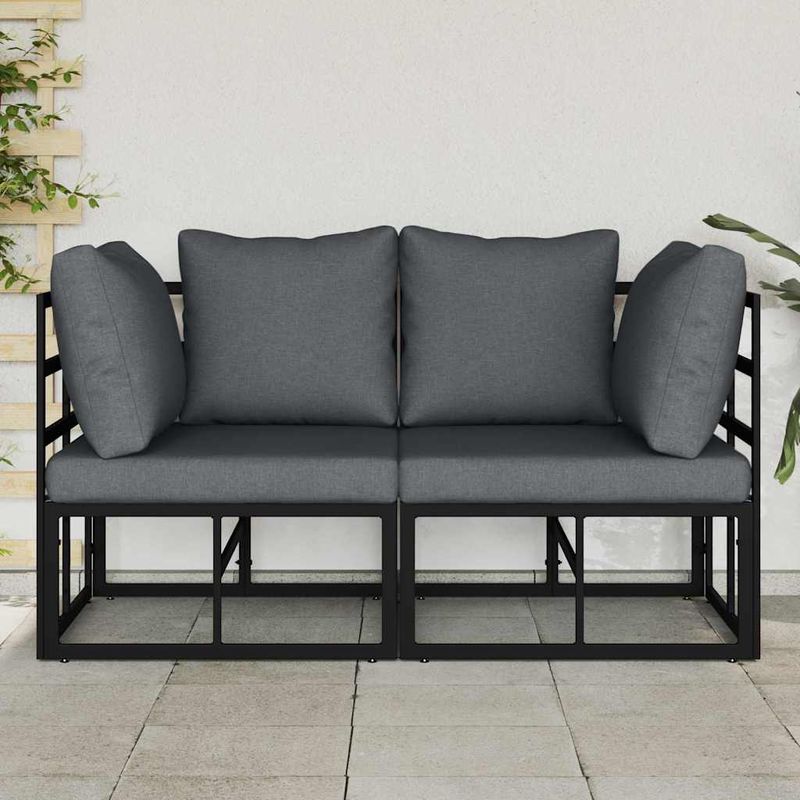 Casa si Gradina - Gradina si terasa - Mobilier exterior - Canapele si fotolii gradina - Seturi de mobilier de exterior cu perna cu perna 2 pcs Negru si antracit - Infinity.ro