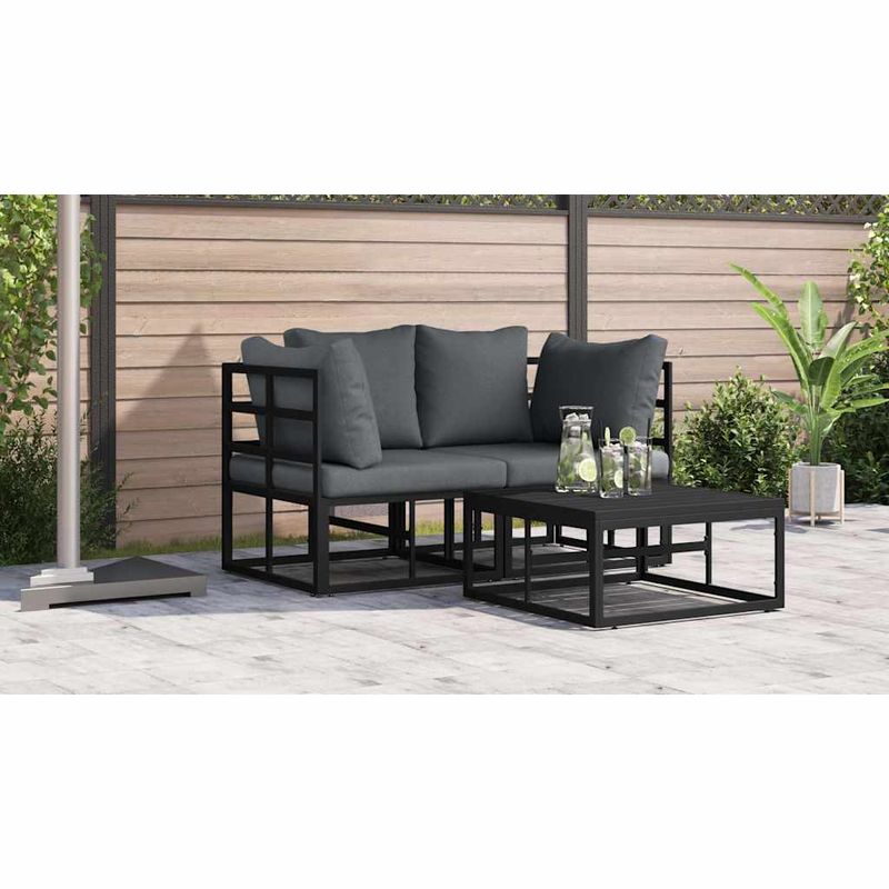 Casa si Gradina - Gradina si terasa - Mobilier exterior - Canapele si fotolii gradina - Seturi de mobilier de exterior cu perna cu perna 2 pcs Negru si antracit - Infinity.ro