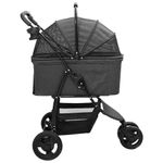 Petshop - Accesorii petshop - Culcusuri si custi - Genti si articole transport - Carucior pentru Pisici Pliante Ajustabil Negru 78 x 54 x 101 cm - Infinity.ro