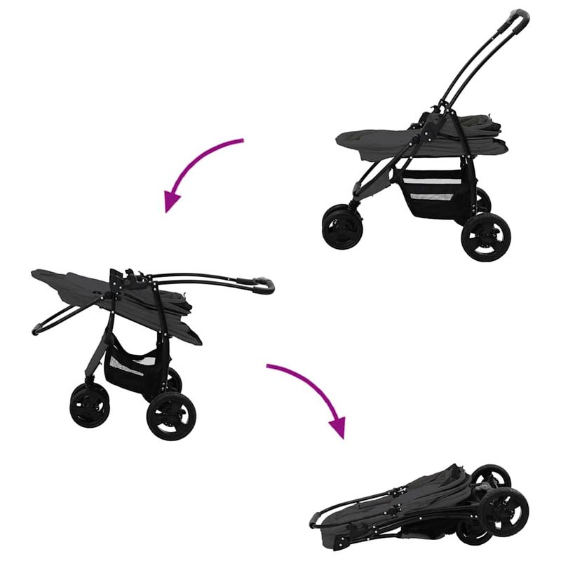 Petshop - Accesorii petshop - Culcusuri si custi - Genti si articole transport - Carucior pentru Pisici Pliante Ajustabil Negru 78 x 54 x 101 cm - Infinity.ro