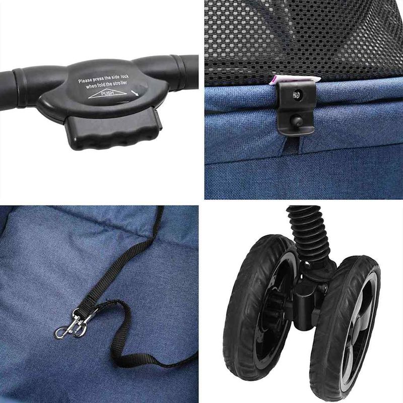 Petshop - Accesorii petshop - Culcusuri si custi - Genti si articole transport - Carucior pentru Pisici Pliante albastru 81 x 47 x 99 cm - Infinity.ro