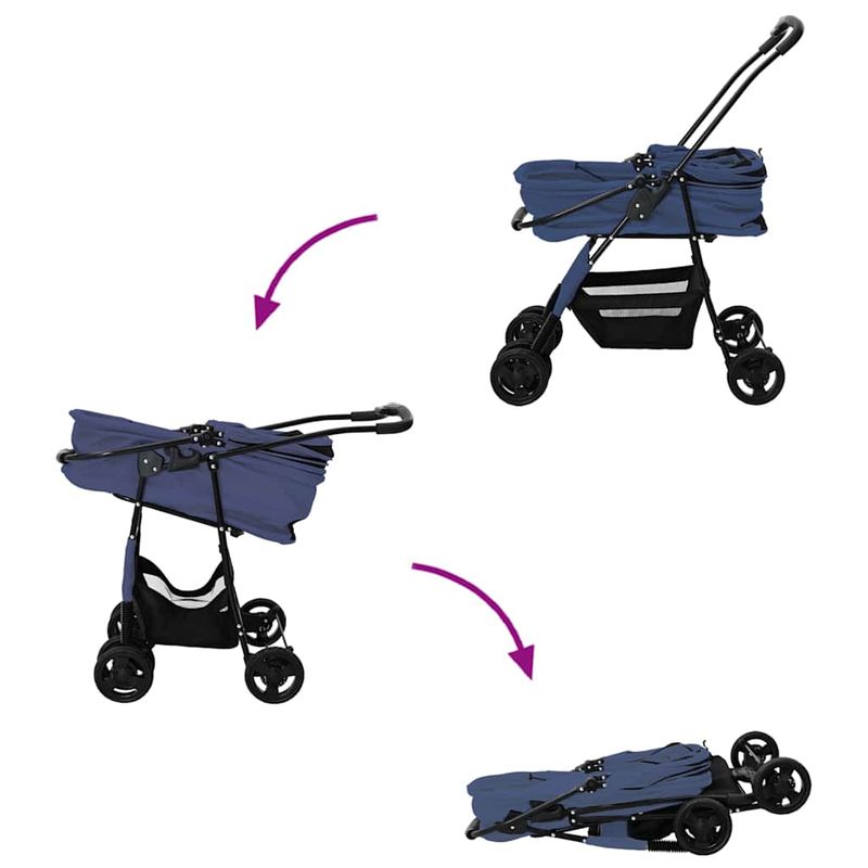 Petshop - Accesorii petshop - Culcusuri si custi - Genti si articole transport - Carucior pentru Pisici Pliante albastru 81 x 47 x 99 cm - Infinity.ro