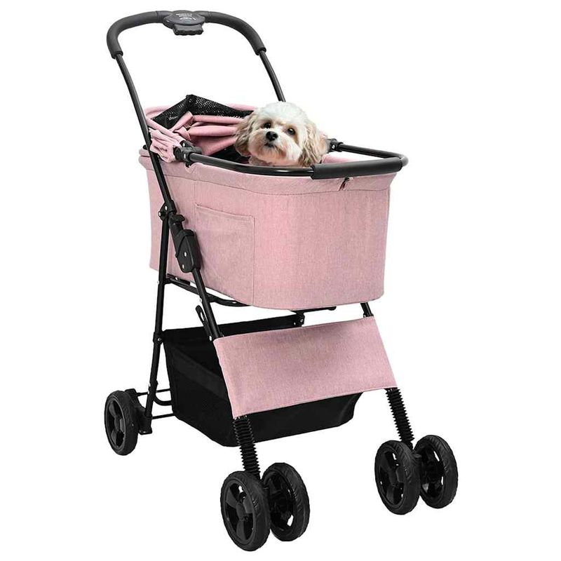 Petshop - Accesorii petshop - Culcusuri si custi - Genti si articole transport - Carucior pentru Pisici Pliante Ajustabil Roz 81 x 47 x 99 cm - Infinity.ro