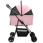Petshop - Accesorii petshop - Culcusuri si custi - Genti si articole transport - Carucior pentru Pisici Pliante Ajustabil Roz 81 x 47 x 99 cm - Infinity.ro