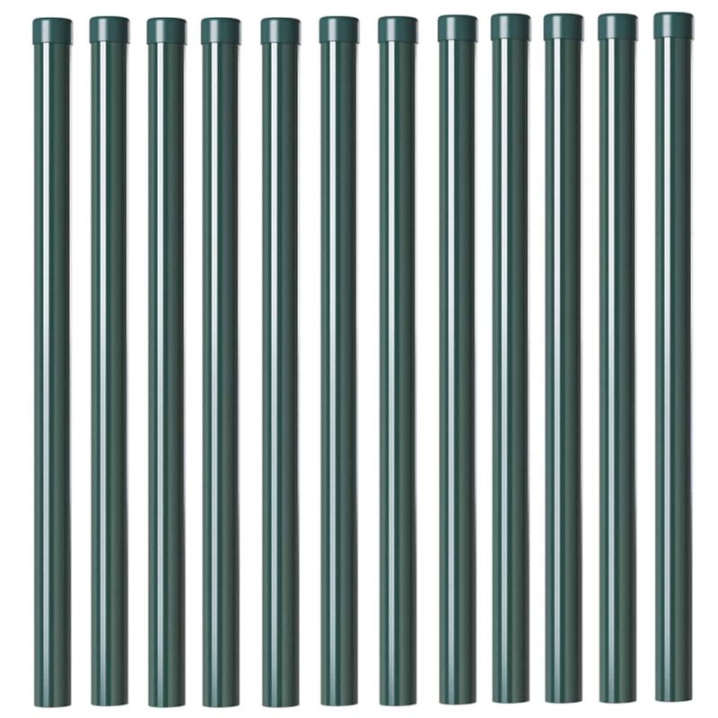 Casa si Gradina - Gradina si terasa - Garduri, panouri si accesorii - Stalpi de Gard 12 pcs Verde 70 cm Otel vopsit in pulbere - Infinity.ro