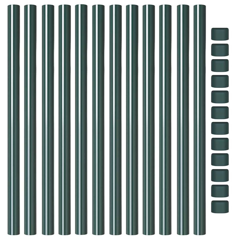 Casa si Gradina - Gradina si terasa - Garduri, panouri si accesorii - Stalpi de Gard 12 pcs Verde 70 cm Otel vopsit in pulbere - Infinity.ro