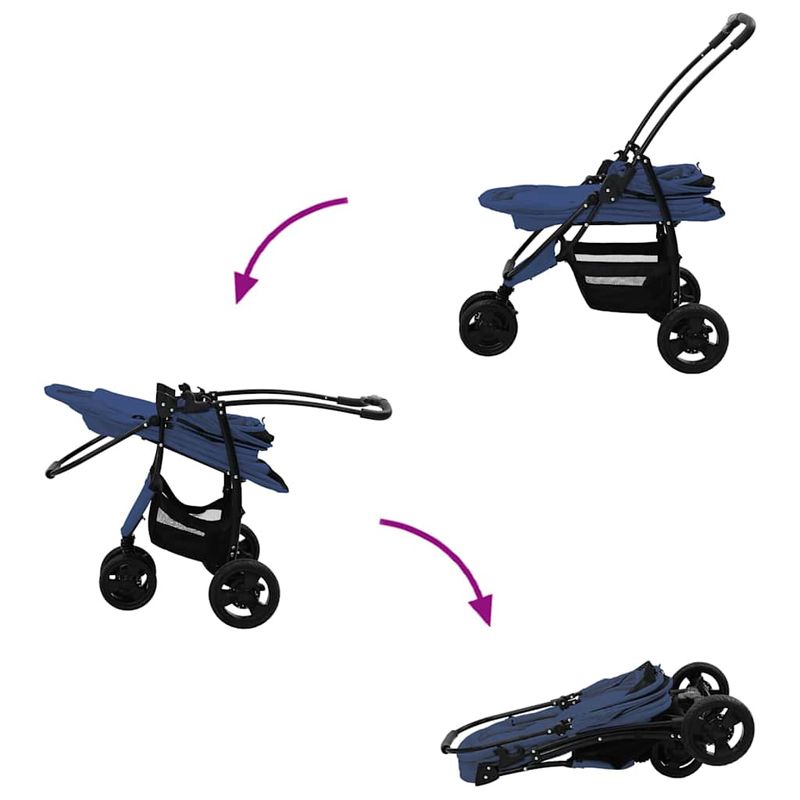 Petshop - Accesorii petshop - Culcusuri si custi - Genti si articole transport - Carucior pentru Pisici Pliante albastru 78 x 54 x 101 cm - Infinity.ro