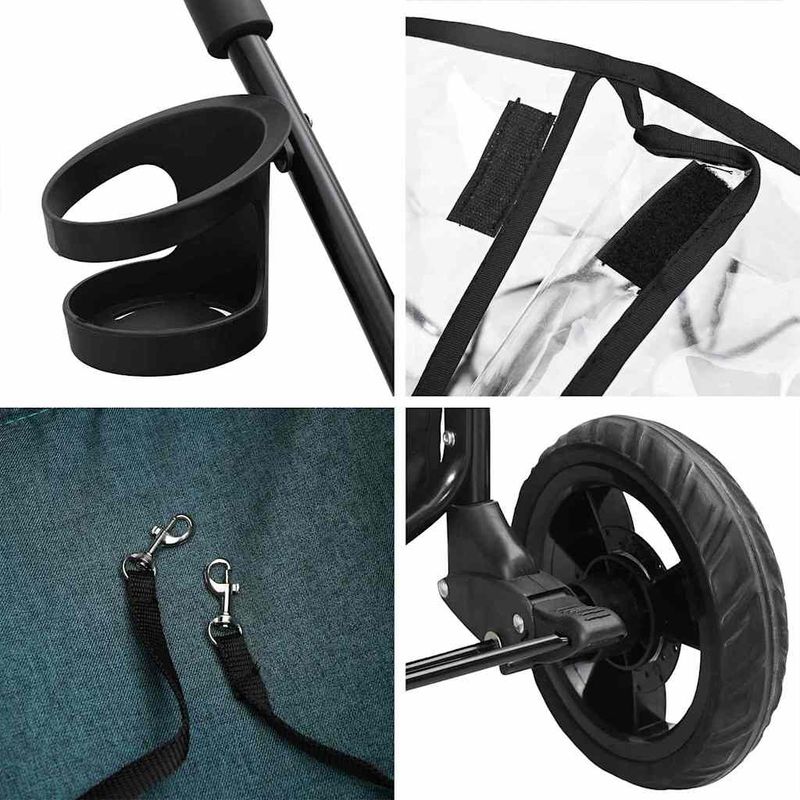 Petshop - Accesorii petshop - Culcusuri si custi - Genti si articole transport - Carucior pentru Pisici Pliante Ajustabil Verde 78 x 54 x 101 cm - Infinity.ro