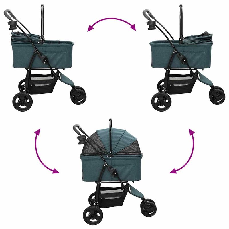 Petshop - Accesorii petshop - Culcusuri si custi - Genti si articole transport - Carucior pentru Pisici Pliante Ajustabil Verde 78 x 54 x 101 cm - Infinity.ro
