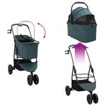 Petshop - Accesorii petshop - Culcusuri si custi - Genti si articole transport - Carucior pentru Pisici Pliante Ajustabil Verde 78 x 54 x 101 cm - Infinity.ro