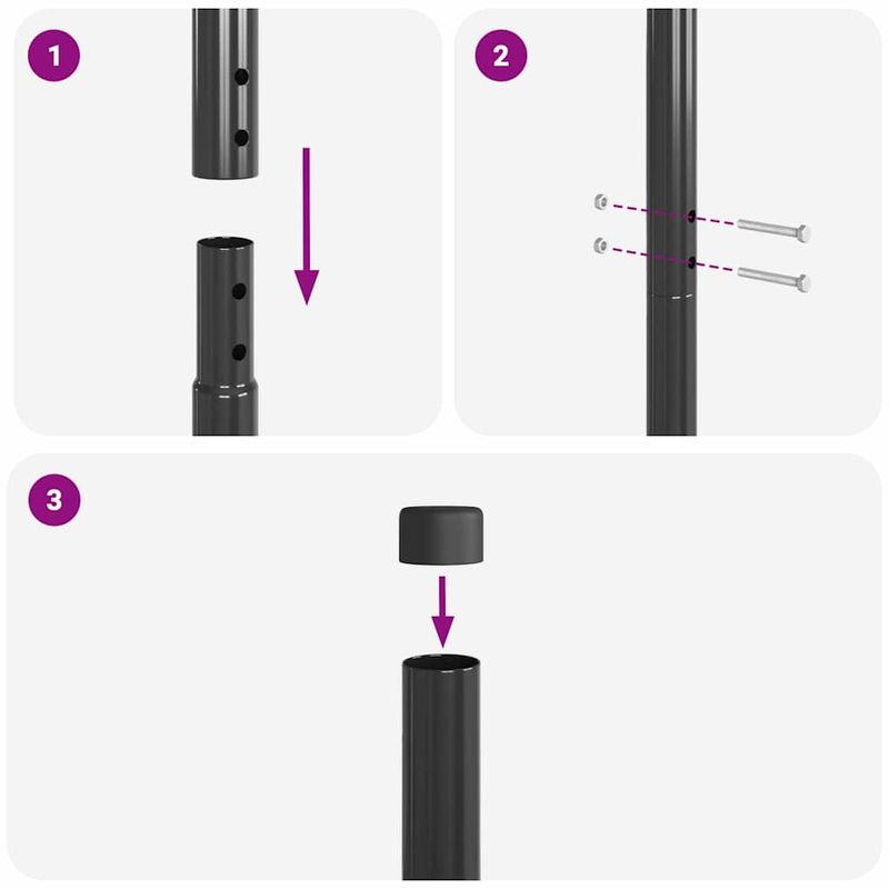 Casa si Gradina - Gradina si terasa - Garduri, panouri si accesorii - Stalpi de Gard 2 pcs Gri 160 cm Otel vopsit in pulbere - Infinity.ro