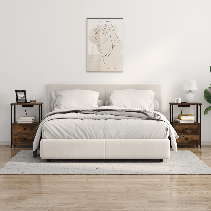 Casa si Gradina - Mobilier - Comode si corpuri - Noptiere - Cabinet de noptiere cu statie de incarcare 2 pcs Stejar afumat - Infinity.ro
