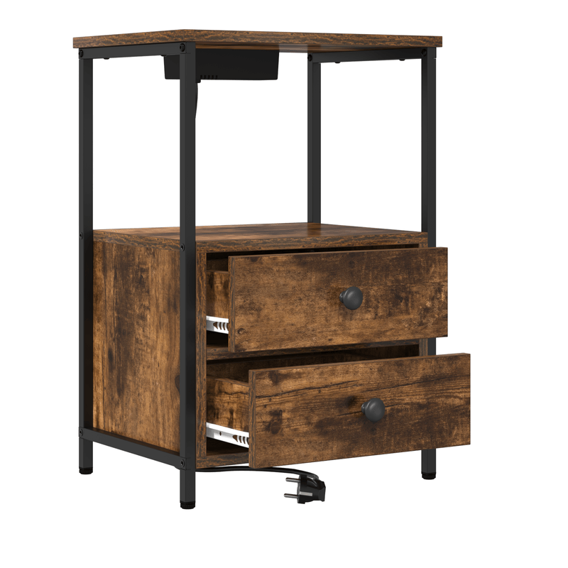 Casa si Gradina - Mobilier - Comode si corpuri - Noptiere - Cabinet de noptiere cu statie de incarcare 2 pcs Stejar afumat - Infinity.ro