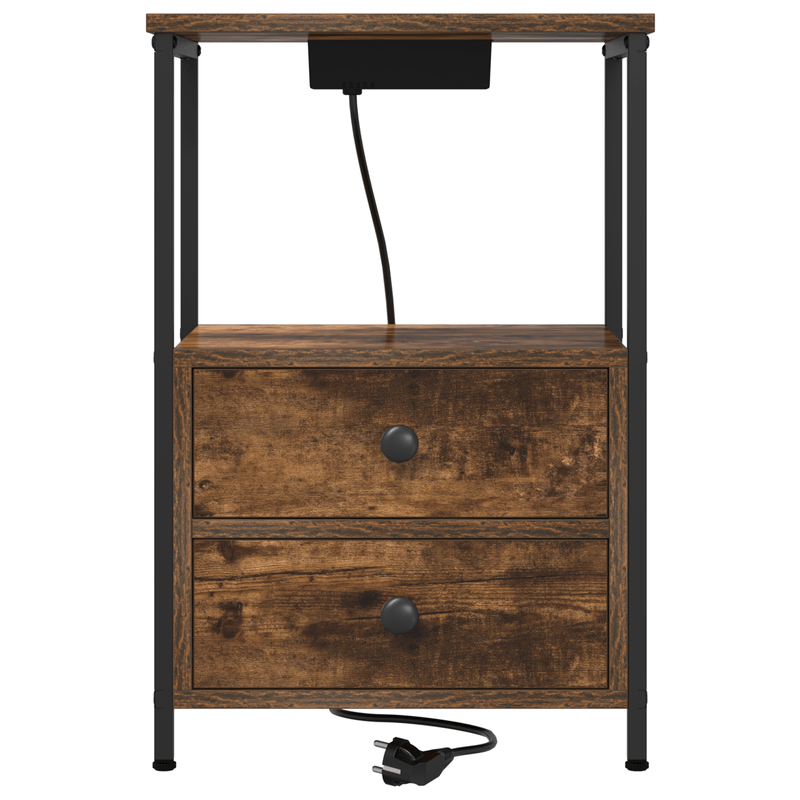 Casa si Gradina - Mobilier - Comode si corpuri - Noptiere - Cabinet de noptiere cu statie de incarcare 2 pcs Stejar afumat - Infinity.ro