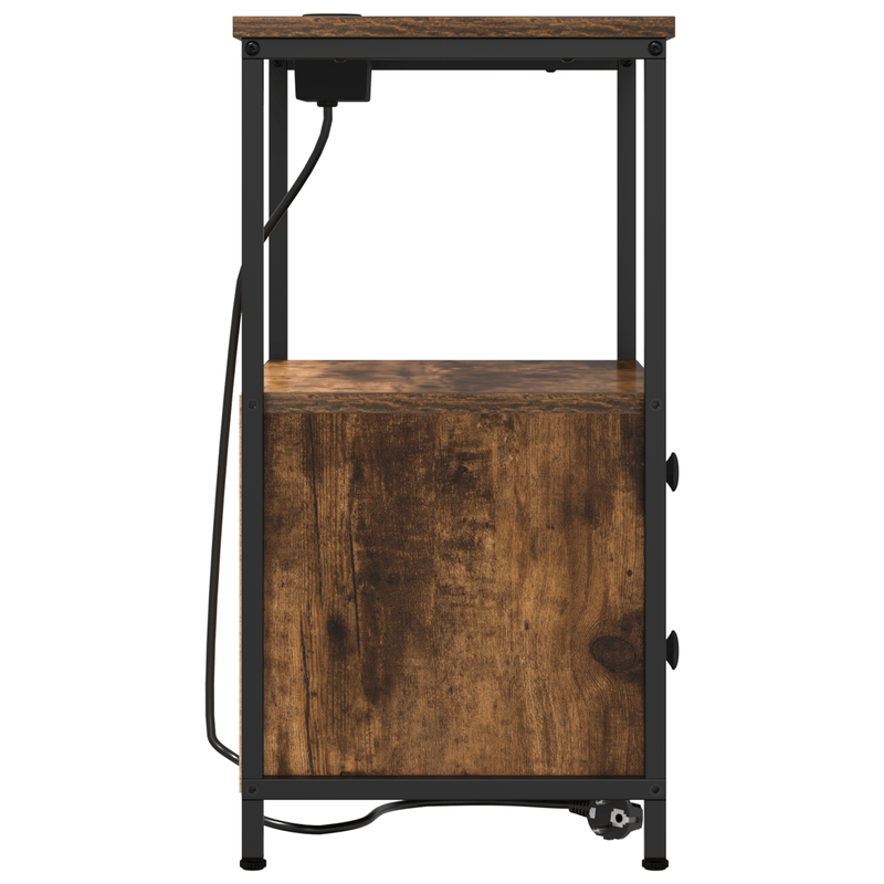 Casa si Gradina - Mobilier - Comode si corpuri - Noptiere - Cabinet de noptiere cu statie de incarcare 2 pcs Stejar afumat - Infinity.ro