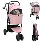 Petshop - Accesorii petshop - Culcusuri si custi - Genti si articole transport - Carucior pentru Pisici Pliante Ajustabil Roz 78 x 54 x 101 cm - Infinity.ro