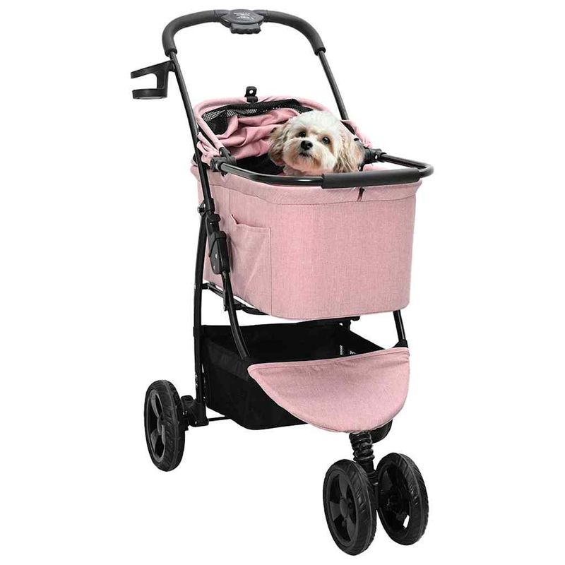 Petshop - Accesorii petshop - Culcusuri si custi - Genti si articole transport - Carucior pentru Pisici Pliante Ajustabil Roz 78 x 54 x 101 cm - Infinity.ro