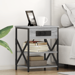 Casa si Gradina - Mobilier - Comode si corpuri - Noptiere - Cabinet de noptiere cu statie de incarcare cu raft sonoma gri - Infinity.ro