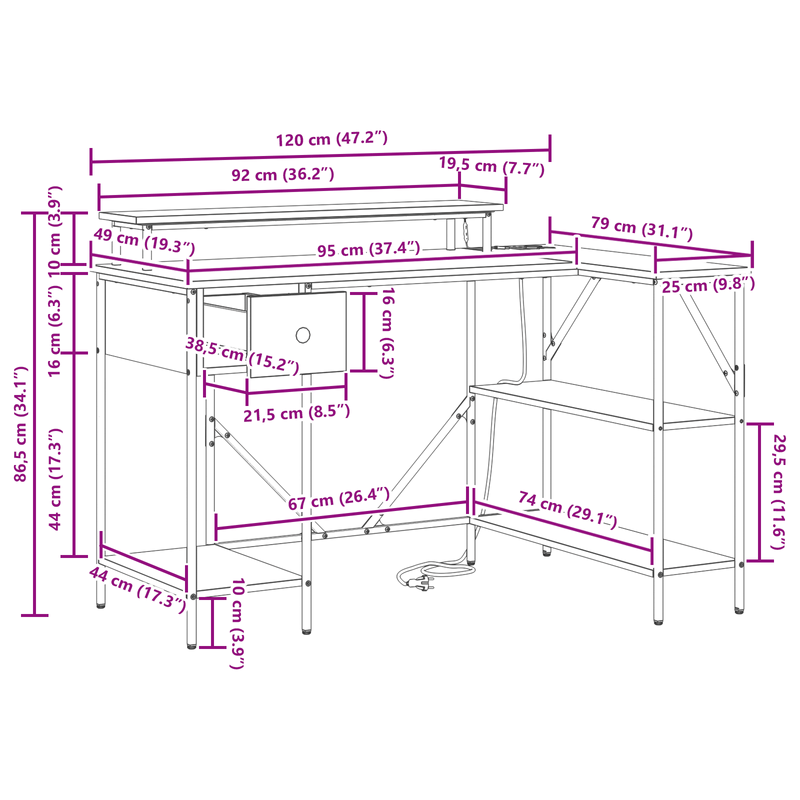 Casa si Gradina - Mobilier - Mese si birouri - Birouri - Birou Stejar brun 120 x 79 x 86.5 cm Lemn compozit - Infinity.ro