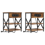 Casa si Gradina - Mobilier - Comode si corpuri - Noptiere - Cabinet de noptiere cu statie de incarcare 2 pcs Stejar afumat - Infinity.ro