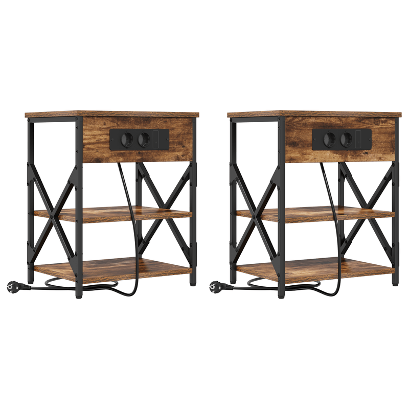 Casa si Gradina - Mobilier - Comode si corpuri - Noptiere - Cabinet de noptiere cu statie de incarcare 2 pcs Stejar afumat - Infinity.ro
