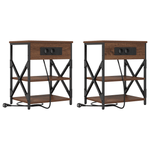 Casa si Gradina - Mobilier - Comode si corpuri - Noptiere - Cabinet de noptiere cu statie de incarcare 2 pcs Stejar brun - Infinity.ro