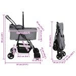 Petshop - Accesorii petshop - Culcusuri si custi - Genti si articole transport - Carucior pentru Pisici Pliante Ajustabil Gri 81 x 47 x 99 cm - Infinity.ro