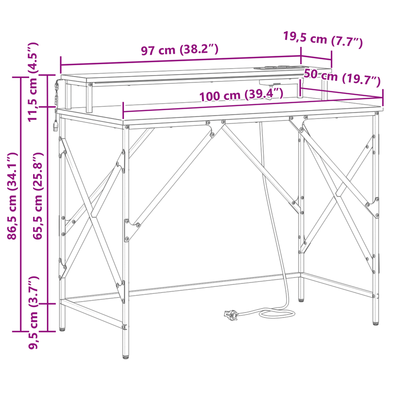 Casa si Gradina - Mobilier - Mese si birouri - Birouri - Birou sonoma gri 100 x 50 x 86.5 cm Lemn compozit - Infinity.ro