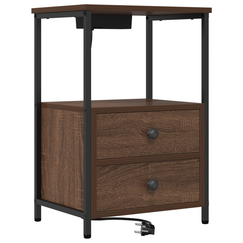 Casa si Gradina - Mobilier - Comode si corpuri - Noptiere - Cabinet de noptiere cu statie de incarcare Stejar brun - Infinity.ro