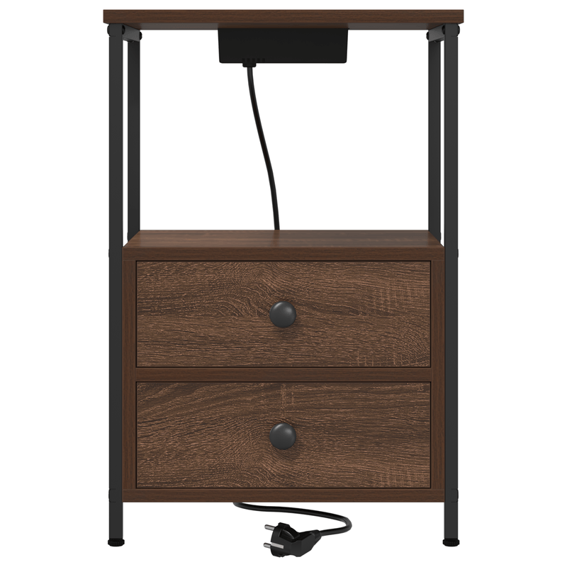 Casa si Gradina - Mobilier - Comode si corpuri - Noptiere - Cabinet de noptiere cu statie de incarcare Stejar brun - Infinity.ro