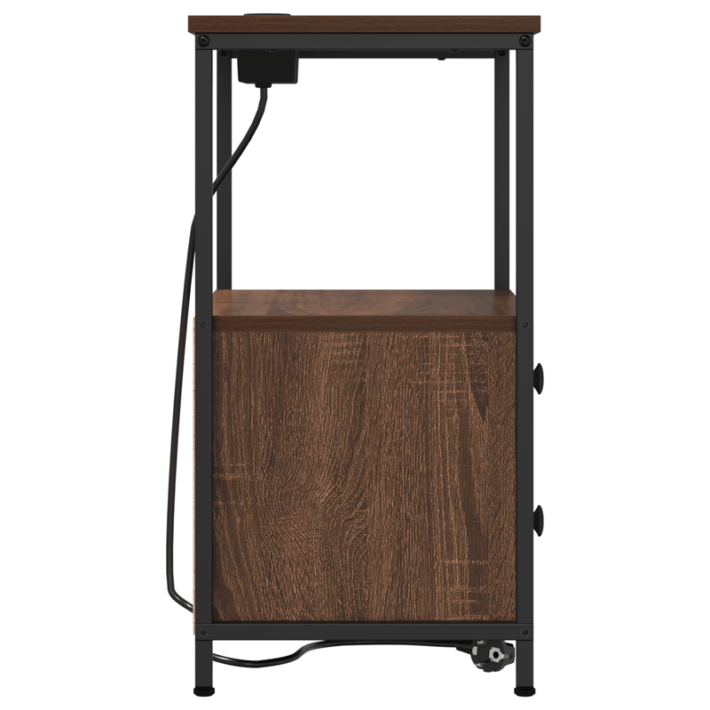 Casa si Gradina - Mobilier - Comode si corpuri - Noptiere - Cabinet de noptiere cu statie de incarcare Stejar brun - Infinity.ro