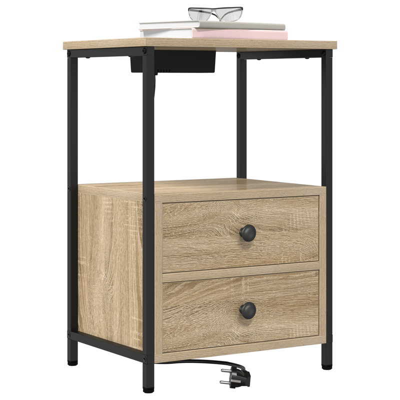 Casa si Gradina - Mobilier - Comode si corpuri - Noptiere - Cabinet de noptiere cu statie de incarcare 2 pcs Stejar sonoma - Infinity.ro