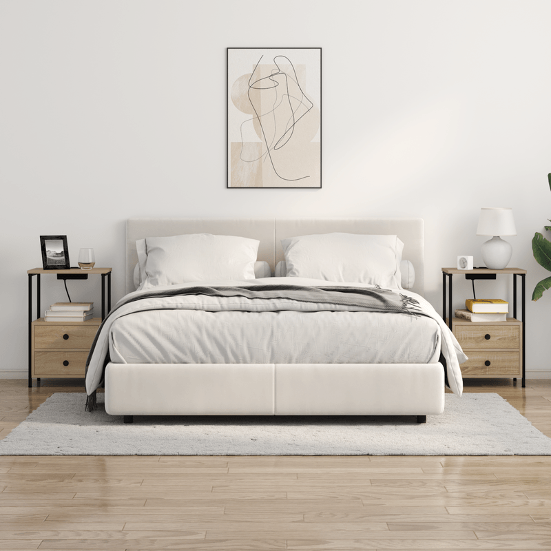 Casa si Gradina - Mobilier - Comode si corpuri - Noptiere - Cabinet de noptiere cu statie de incarcare 2 pcs Stejar sonoma - Infinity.ro