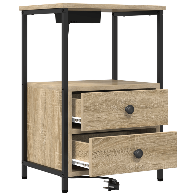 Casa si Gradina - Mobilier - Comode si corpuri - Noptiere - Cabinet de noptiere cu statie de incarcare 2 pcs Stejar sonoma - Infinity.ro