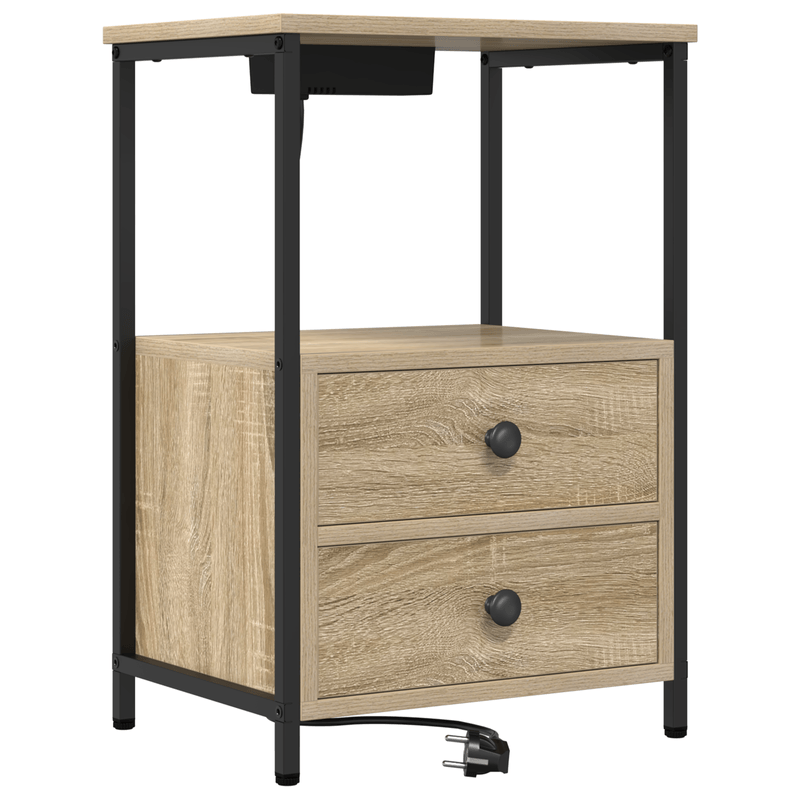 Casa si Gradina - Mobilier - Comode si corpuri - Noptiere - Cabinet de noptiere cu statie de incarcare 2 pcs Stejar sonoma - Infinity.ro