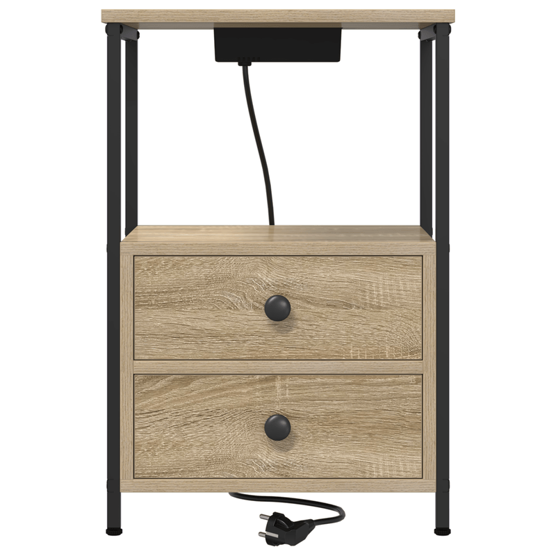 Casa si Gradina - Mobilier - Comode si corpuri - Noptiere - Cabinet de noptiere cu statie de incarcare 2 pcs Stejar sonoma - Infinity.ro