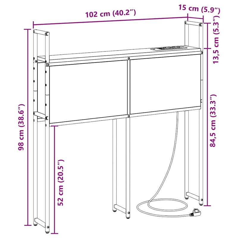 Casa si Gradina - Mobilier - Paturi si accesorii - Accesorii paturi - Tablie de pat cu LED, model simplu, gri inchis, 100 cm, raiat - Infinity.ro