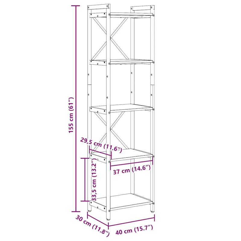 Casa si Gradina - Mobilier - Biblioteci si rafturi - Biblioteci - Biblioteca Stejar afumat 40 x 30 x 153 cm Lemn compozit - Infinity.ro