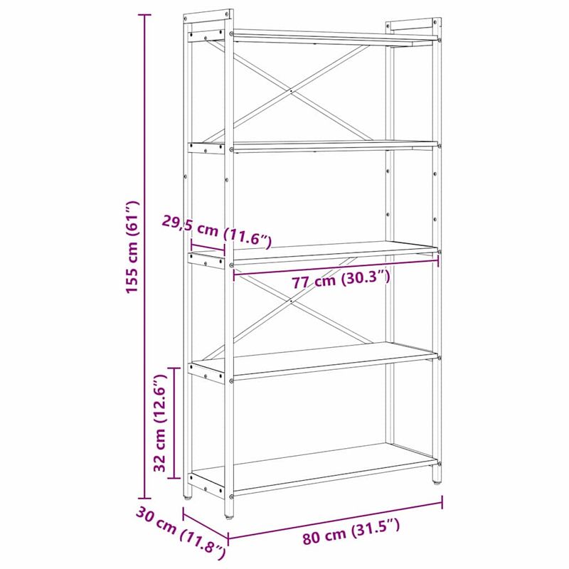 Casa si Gradina - Mobilier - Biblioteci si rafturi - Biblioteci - Biblioteca Stejar afumat 80 x 30 x 153 cm Lemn compozit - Infinity.ro