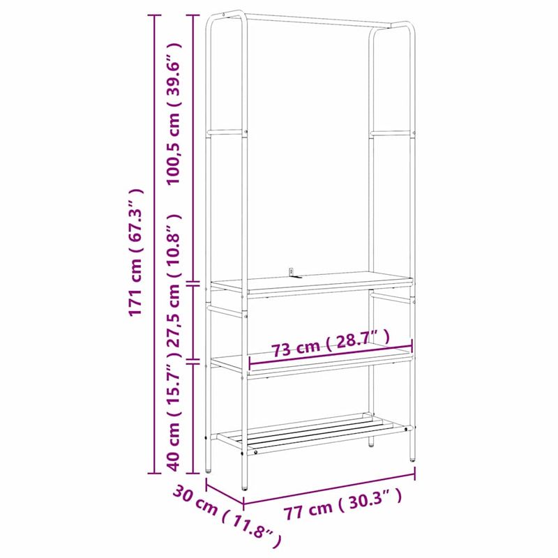 Casa si Gradina - Mobilier - Organizare si depozitare - Cuiere - Suport pentru haine cu rafturi Stejar negru 77 x 30 x 171 cm - Infinity.ro
