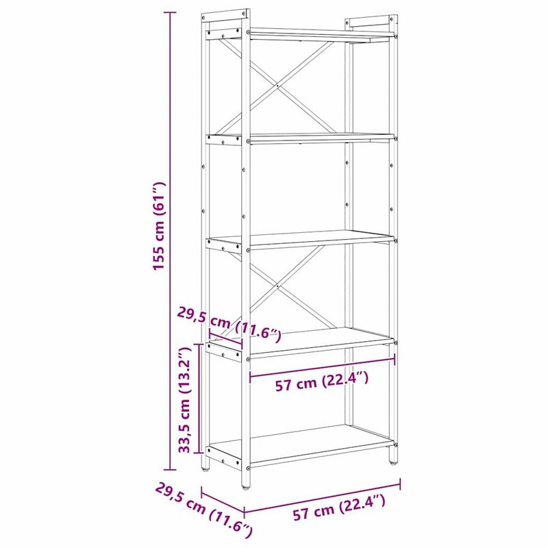 Casa si Gradina - Mobilier - Biblioteci si rafturi - Biblioteci - Biblioteca stejar artizanal 60 x 30 x 153 cm Lemn compozit - Infinity.ro