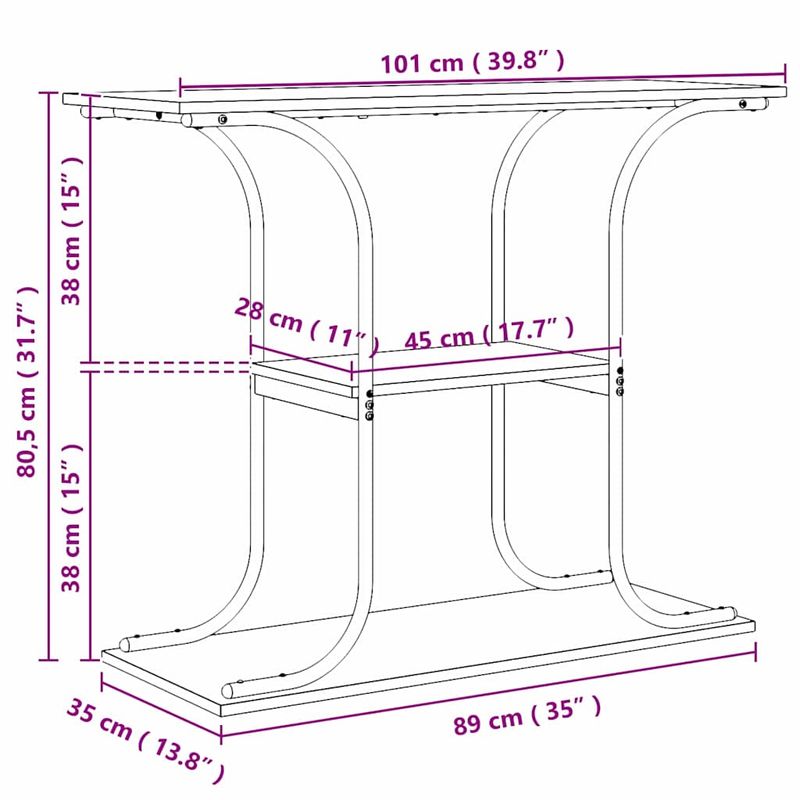 Casa si Gradina - Mobilier - Comode si corpuri - Console - Masa de consola Stejar sonoma 101 x 35 x 80.5 cm Lemn compozit - Infinity.ro