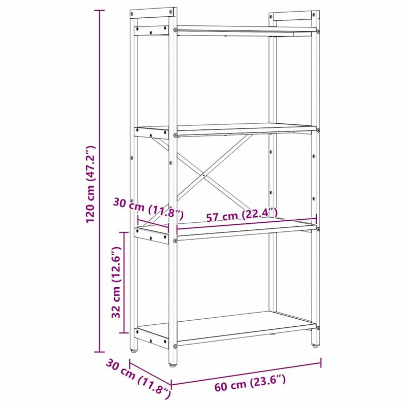 Casa si Gradina - Mobilier - Biblioteci si rafturi - Biblioteci - Biblioteca Stejar sonoma 60 x 30 x 118 cm MDF si Otel - Infinity.ro