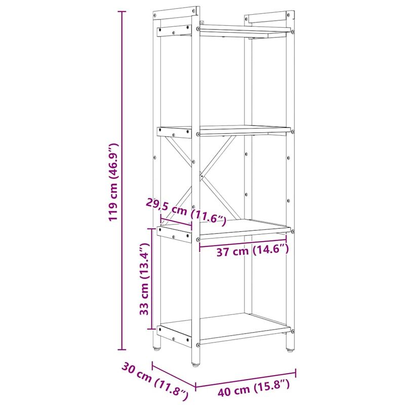 Casa si Gradina - Mobilier - Biblioteci si rafturi - Biblioteci - Biblioteca sonoma gri 40 x 30 x 118 cm Lemn si otel - Infinity.ro
