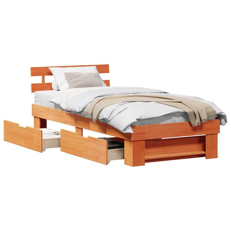 Casa si Gradina - Mobilier - Paturi si accesorii - Paturi - Cadru de pat Maro ceruit 90 x 190 cm Lemn de brad solid - Infinity.ro