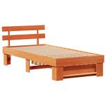 Casa si Gradina - Mobilier - Paturi si accesorii - Paturi - Cadru de pat cu sertar cu headboard cu depozitare Maro ceruit 90 x 200 cm Lemn de brad - Infinity.ro