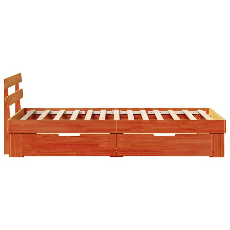 Casa si Gradina - Mobilier - Paturi si accesorii - Paturi - Cadru de pat cu sertar cu headboard cu depozitare Maro ceruit 90 x 200 cm Lemn de brad - Infinity.ro
