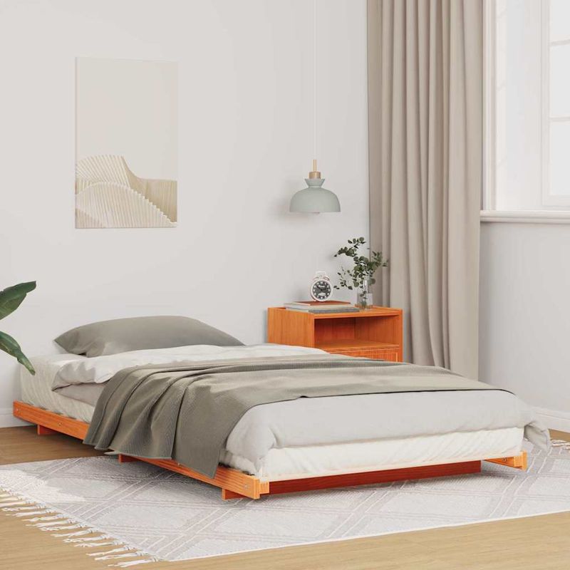 Casa si Gradina - Mobilier - Paturi si accesorii - Paturi - Cadru de pat de podea Maro ceruit 80 x 220 cm Lemn masiv de pin - Infinity.ro